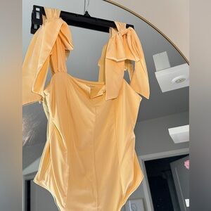 Pink Rose Yellow Tie-Shoulder Top